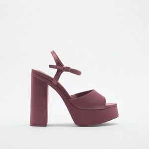 Zara satin platform high heel mulberry